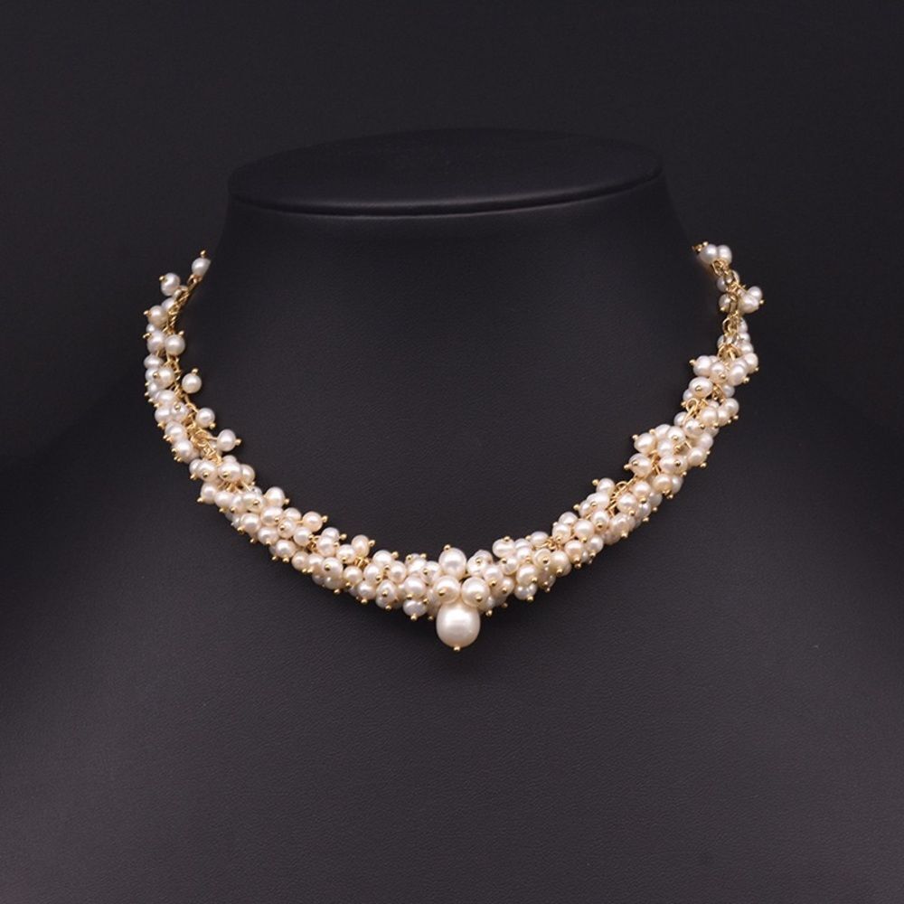 Elegant Pearl Cluster Retro Water Droplets Pearls wedding  Necklace